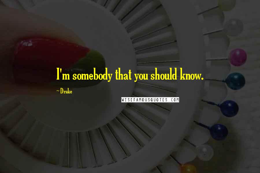 Drake Quotes: I'm somebody that you should know.
