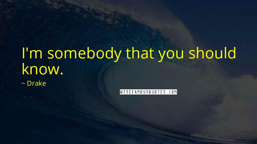Drake Quotes: I'm somebody that you should know.