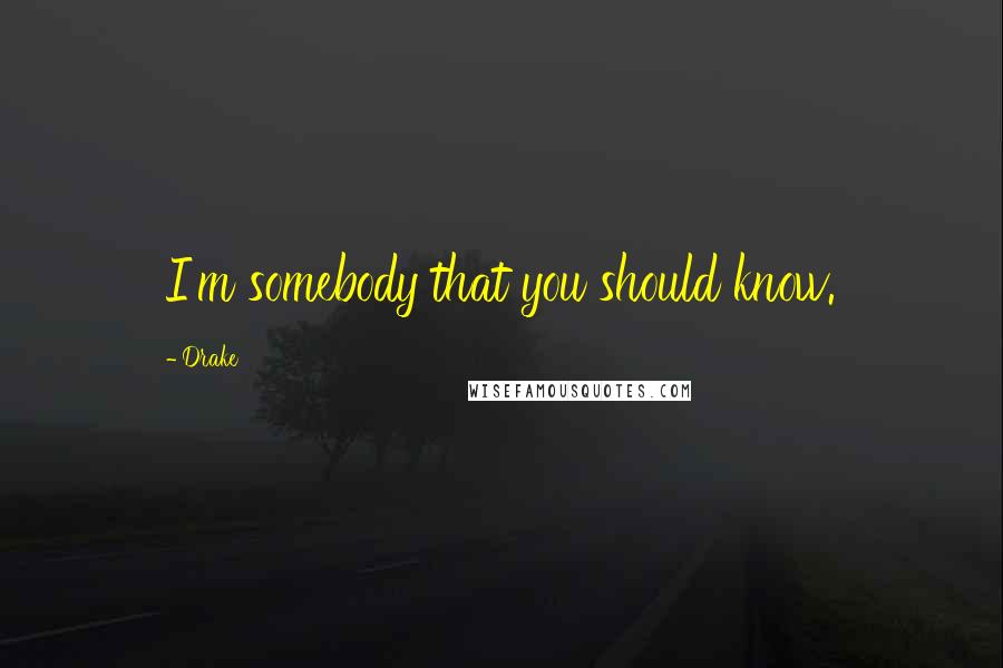 Drake Quotes: I'm somebody that you should know.