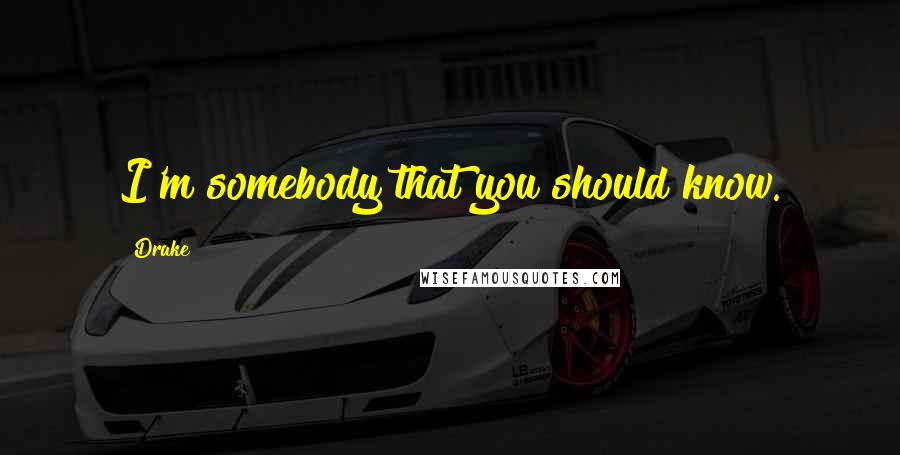 Drake Quotes: I'm somebody that you should know.