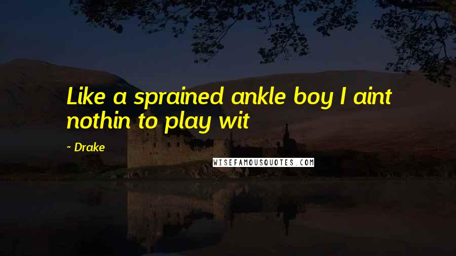 Drake Quotes: Like a sprained ankle boy I aint nothin to play wit