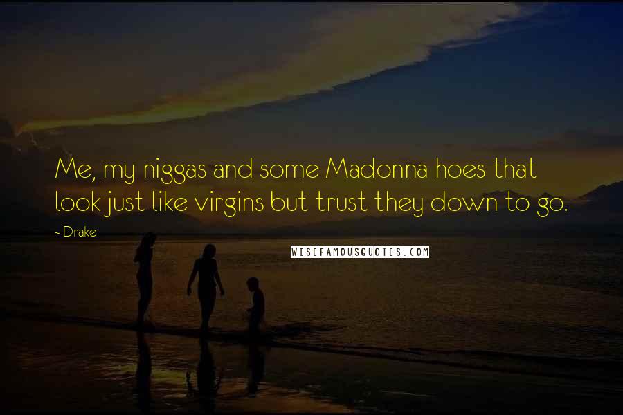 Drake Quotes: Me, my niggas and some Madonna hoes that look just like virgins but trust they down to go.