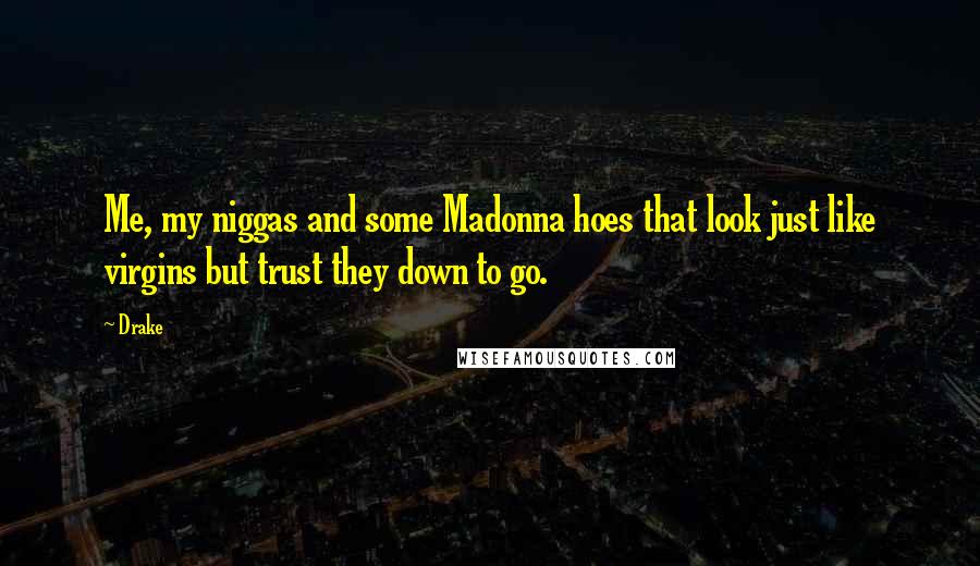 Drake Quotes: Me, my niggas and some Madonna hoes that look just like virgins but trust they down to go.