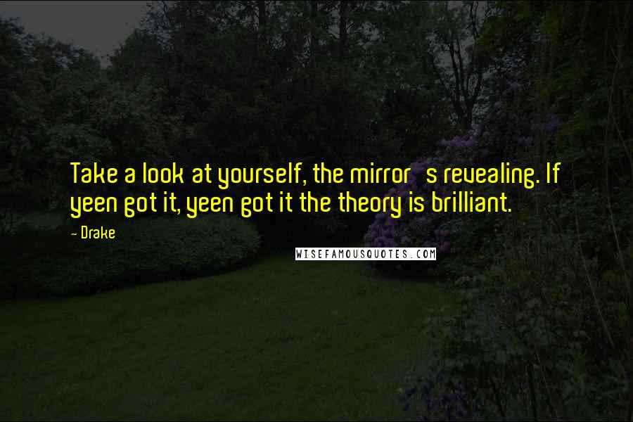 Drake Quotes: Take a look at yourself, the mirror's revealing. If yeen got it, yeen got it the theory is brilliant.