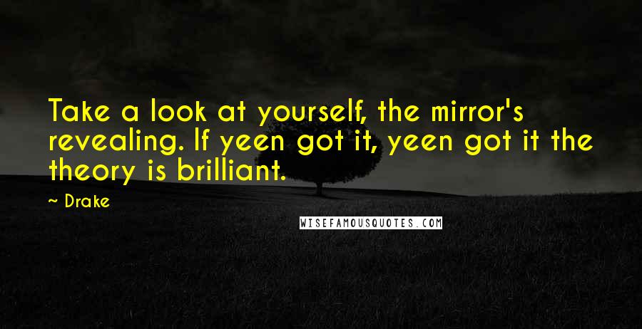 Drake Quotes: Take a look at yourself, the mirror's revealing. If yeen got it, yeen got it the theory is brilliant.