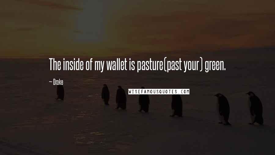 Drake Quotes: The inside of my wallet is pasture(past your) green.