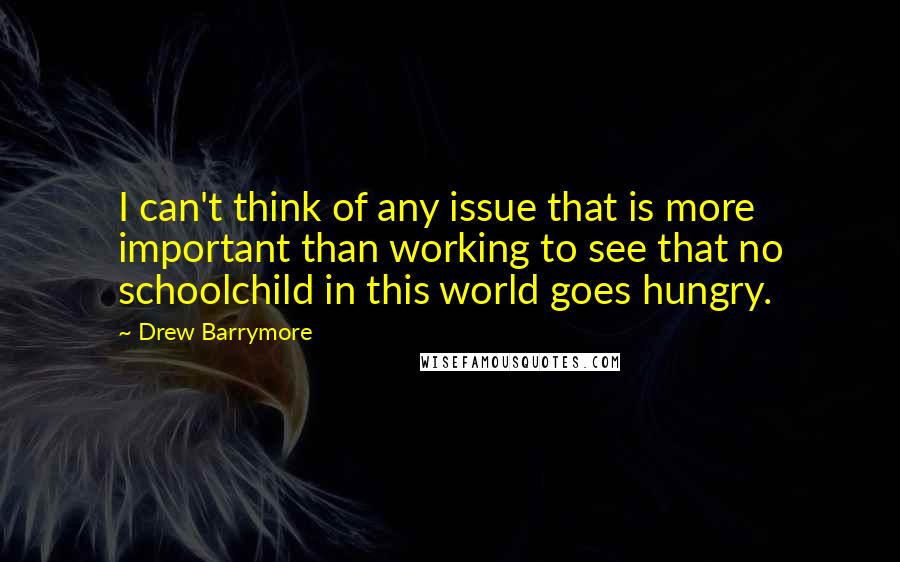 Drew Barrymore Quotes: I can't think of any issue that is more important than working to see that no schoolchild in this world goes hungry.