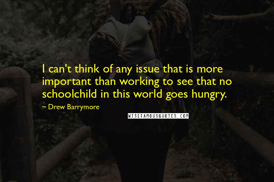 Drew Barrymore Quotes: I can't think of any issue that is more important than working to see that no schoolchild in this world goes hungry.