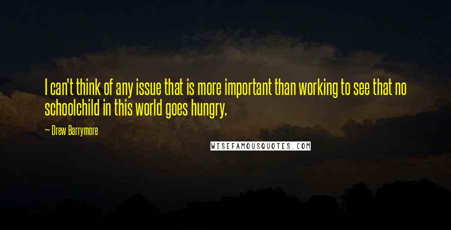 Drew Barrymore Quotes: I can't think of any issue that is more important than working to see that no schoolchild in this world goes hungry.