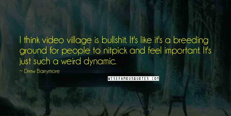 Drew Barrymore Quotes: I think video village is bullshit. It's like it's a breeding ground for people to nitpick and feel important. It's just such a weird dynamic.