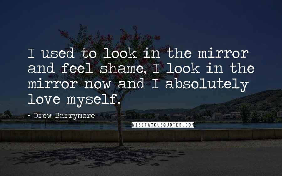 Drew Barrymore Quotes: I used to look in the mirror and feel shame, I look in the mirror now and I absolutely love myself.