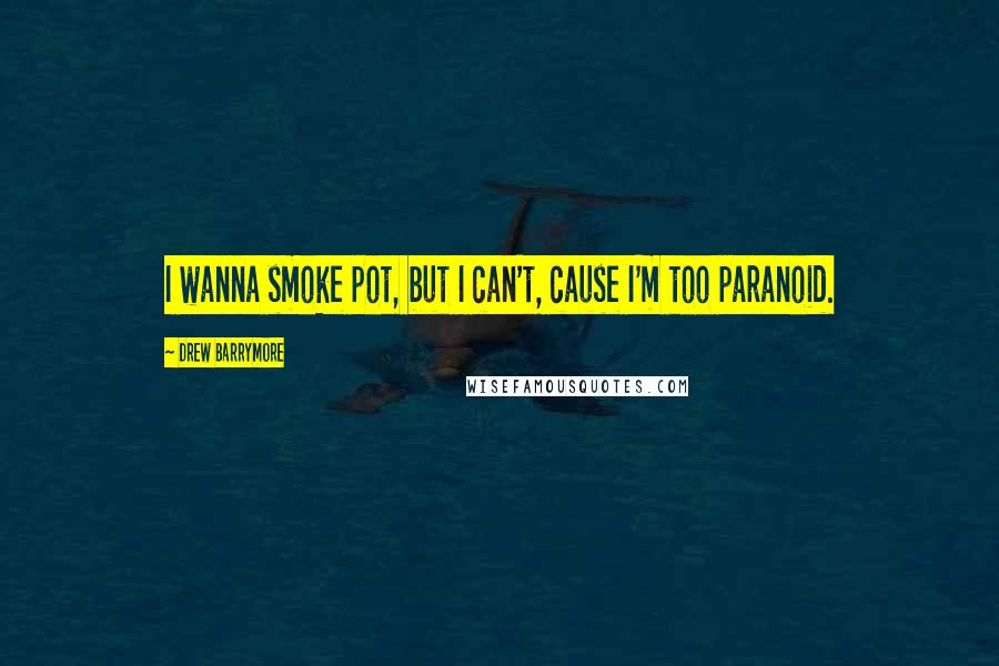 Drew Barrymore Quotes: I wanna smoke pot, but I can't, cause I'm too paranoid.