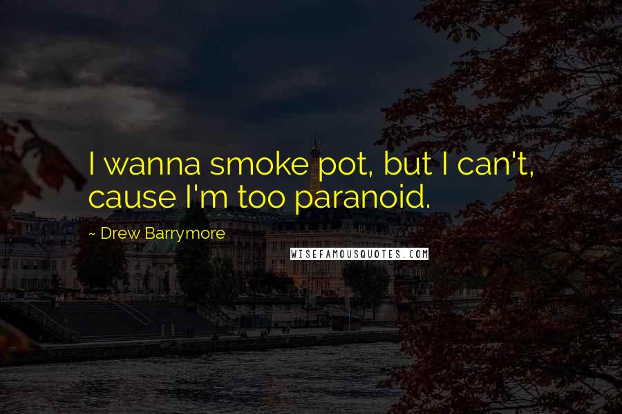 Drew Barrymore Quotes: I wanna smoke pot, but I can't, cause I'm too paranoid.