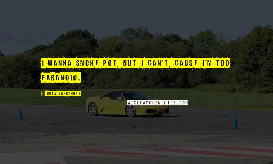 Drew Barrymore Quotes: I wanna smoke pot, but I can't, cause I'm too paranoid.