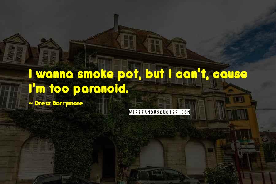 Drew Barrymore Quotes: I wanna smoke pot, but I can't, cause I'm too paranoid.
