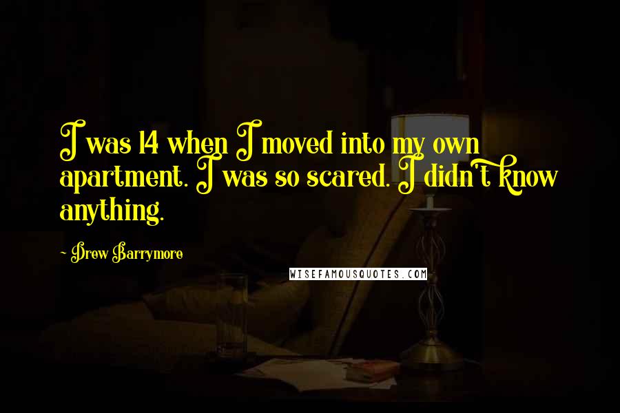 Drew Barrymore Quotes: I was 14 when I moved into my own apartment. I was so scared. I didn't know anything.