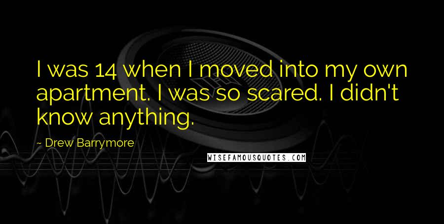 Drew Barrymore Quotes: I was 14 when I moved into my own apartment. I was so scared. I didn't know anything.