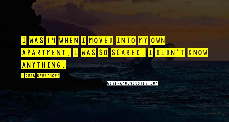 Drew Barrymore Quotes: I was 14 when I moved into my own apartment. I was so scared. I didn't know anything.