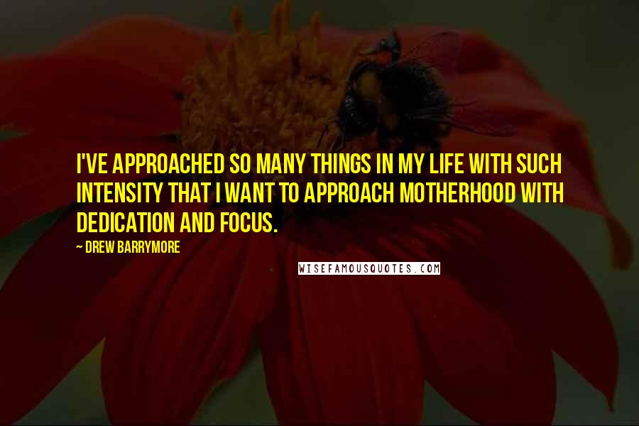 Drew Barrymore Quotes: I've approached so many things in my life with such intensity that I want to approach motherhood with dedication and focus.