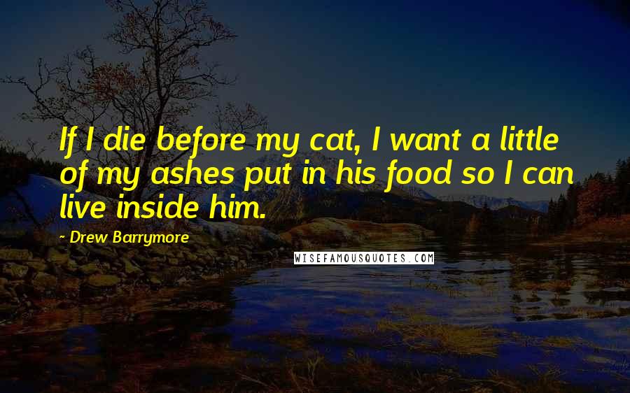 Drew Barrymore Quotes: If I die before my cat, I want a little of my ashes put in his food so I can live inside him.