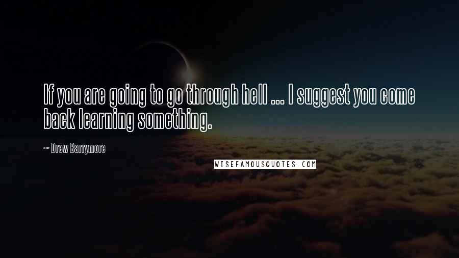 Drew Barrymore Quotes: If you are going to go through hell ... I suggest you come back learning something.