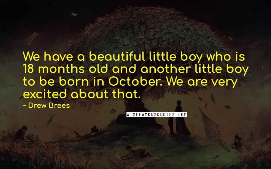 Drew Brees Quotes: We have a beautiful little boy who is 18 months old and another little boy to be born in October. We are very excited about that.