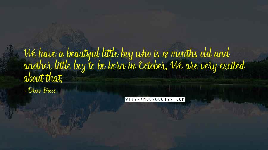 Drew Brees Quotes: We have a beautiful little boy who is 18 months old and another little boy to be born in October. We are very excited about that.