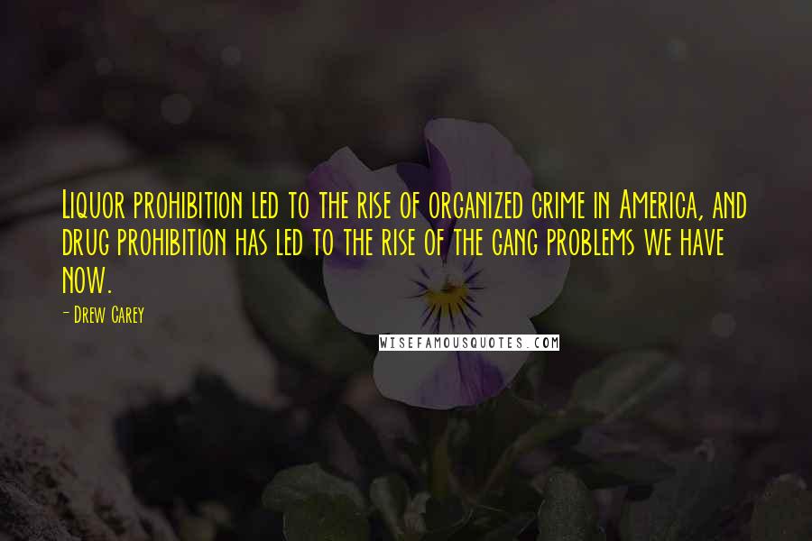 Drew Carey Quotes: Liquor prohibition led to the rise of organized crime in America, and drug prohibition has led to the rise of the gang problems we have now.