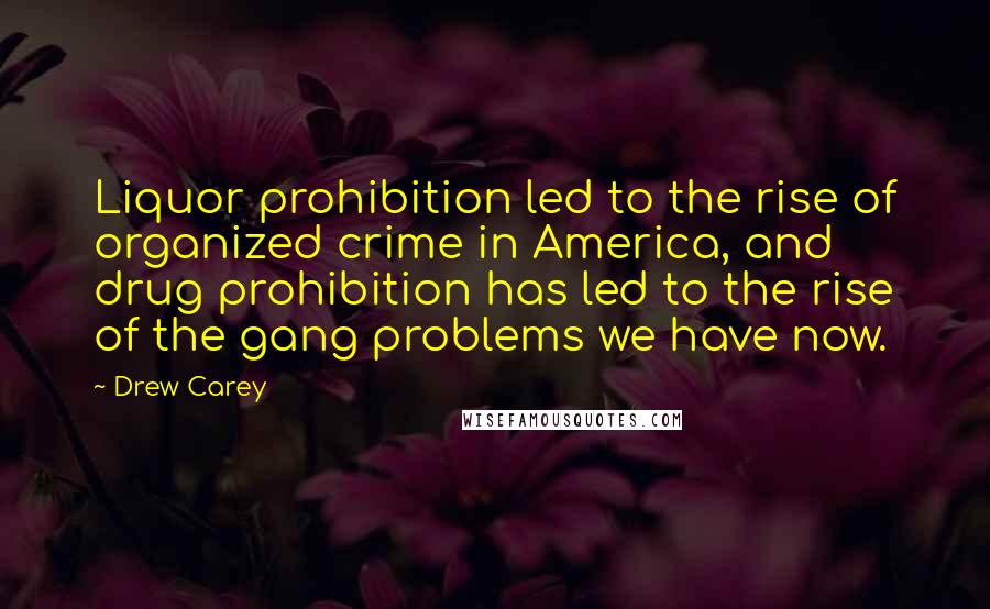 Drew Carey Quotes: Liquor prohibition led to the rise of organized crime in America, and drug prohibition has led to the rise of the gang problems we have now.