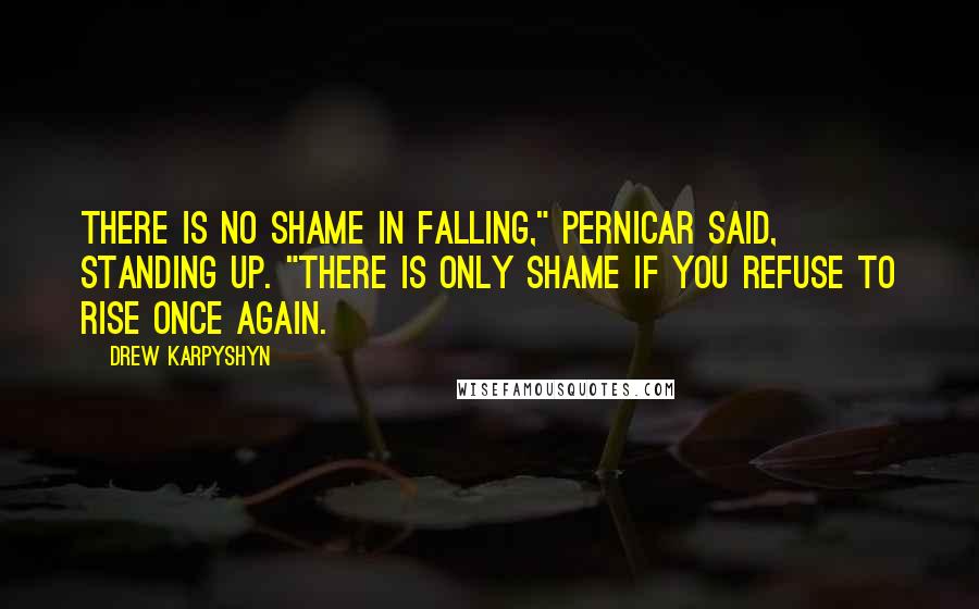 Drew Karpyshyn Quotes: There is no shame in falling," Pernicar said, standing up. "There is only shame if you refuse to rise once again.