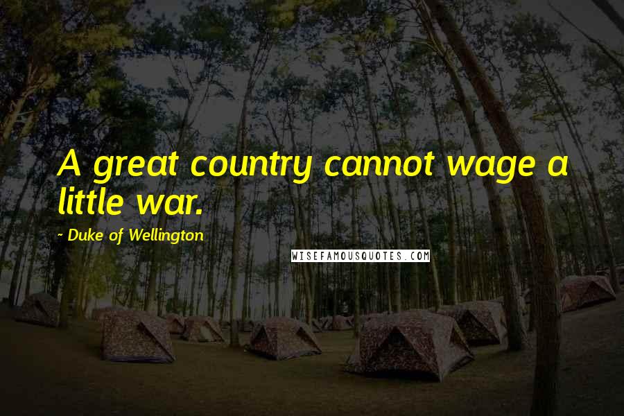 Duke Of Wellington Quotes: A great country cannot wage a little war.