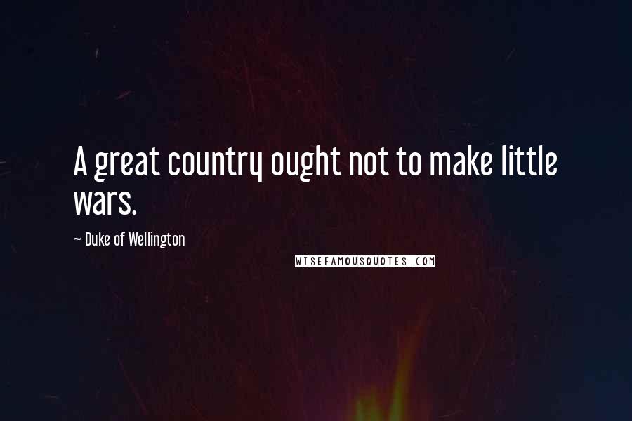 Duke Of Wellington Quotes: A great country ought not to make little wars.