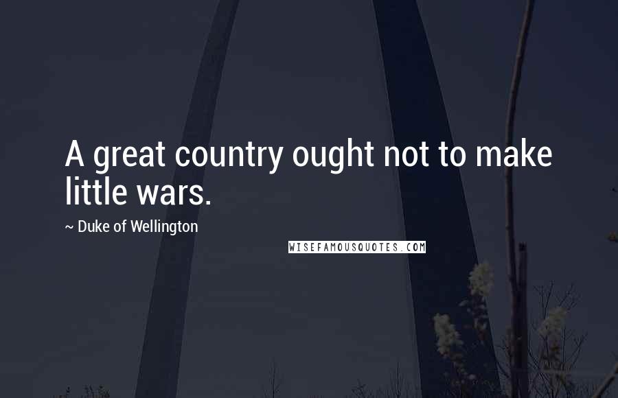 Duke Of Wellington Quotes: A great country ought not to make little wars.