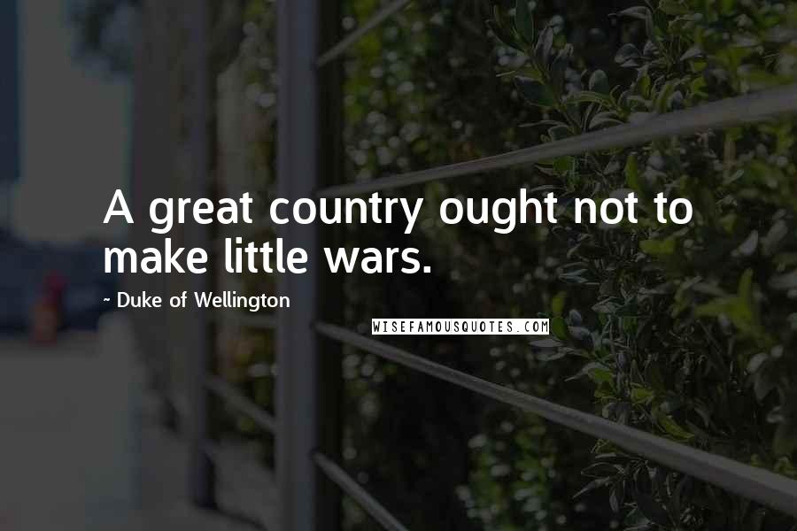 Duke Of Wellington Quotes: A great country ought not to make little wars.