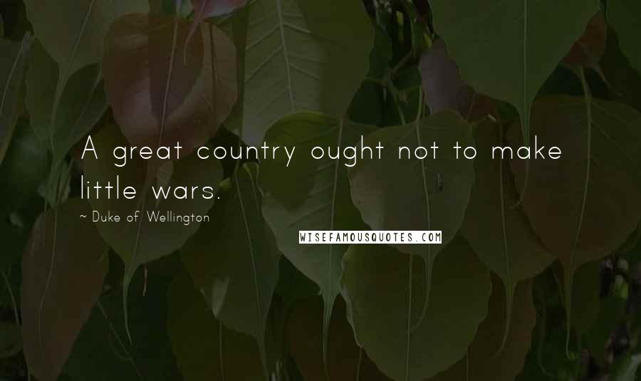 Duke Of Wellington Quotes: A great country ought not to make little wars.