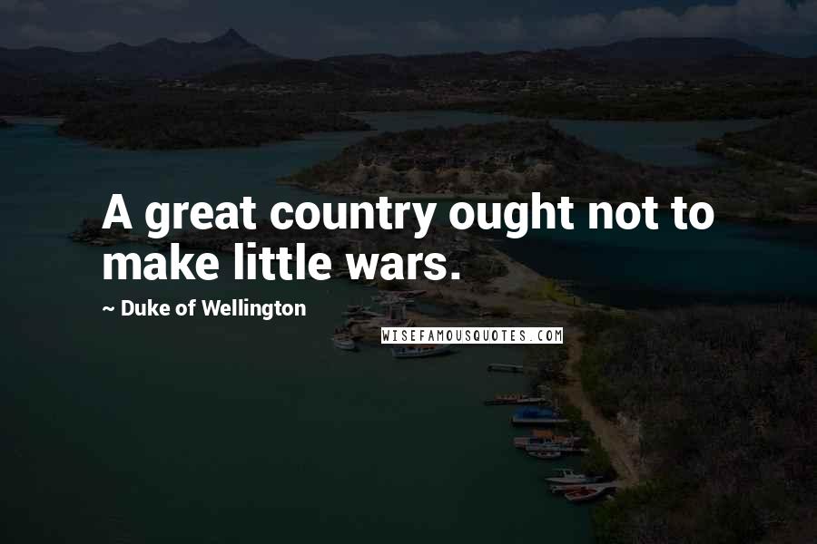 Duke Of Wellington Quotes: A great country ought not to make little wars.