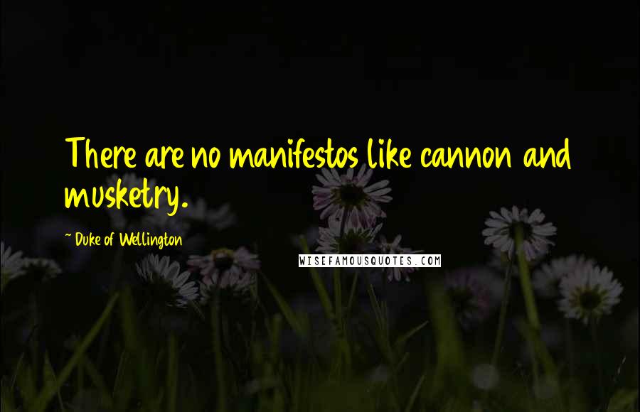 Duke Of Wellington Quotes: There are no manifestos like cannon and musketry.