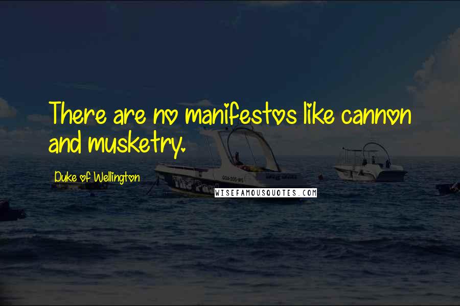 Duke Of Wellington Quotes: There are no manifestos like cannon and musketry.