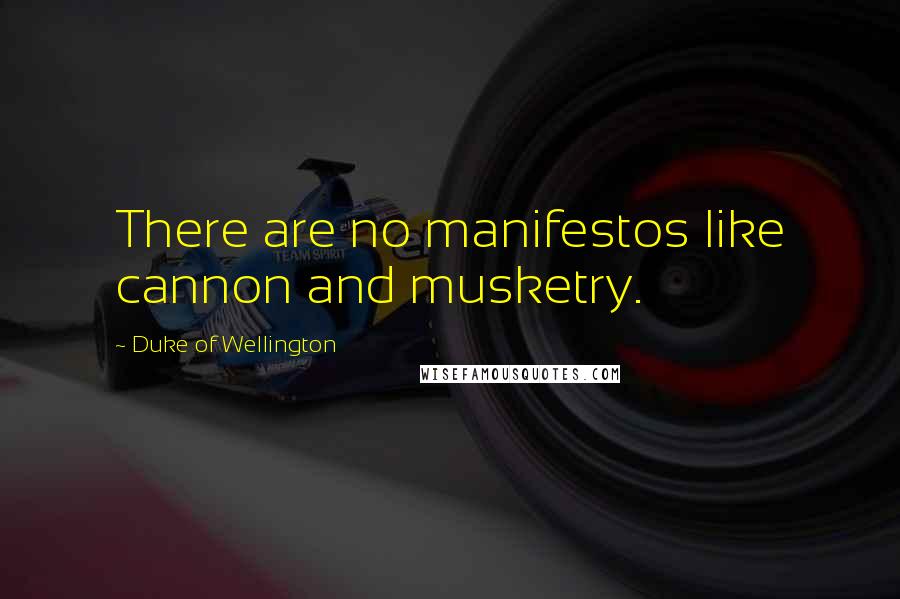 Duke Of Wellington Quotes: There are no manifestos like cannon and musketry.