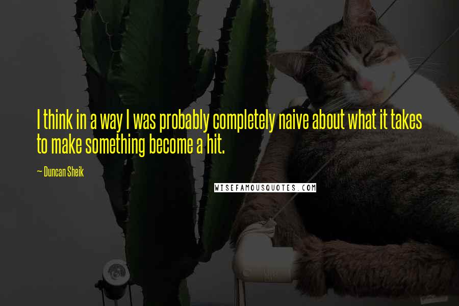 Duncan Sheik Quotes: I think in a way I was probably completely naive about what it takes to make something become a hit.