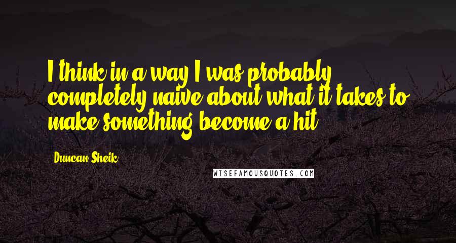 Duncan Sheik Quotes: I think in a way I was probably completely naive about what it takes to make something become a hit.