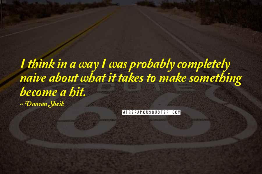 Duncan Sheik Quotes: I think in a way I was probably completely naive about what it takes to make something become a hit.