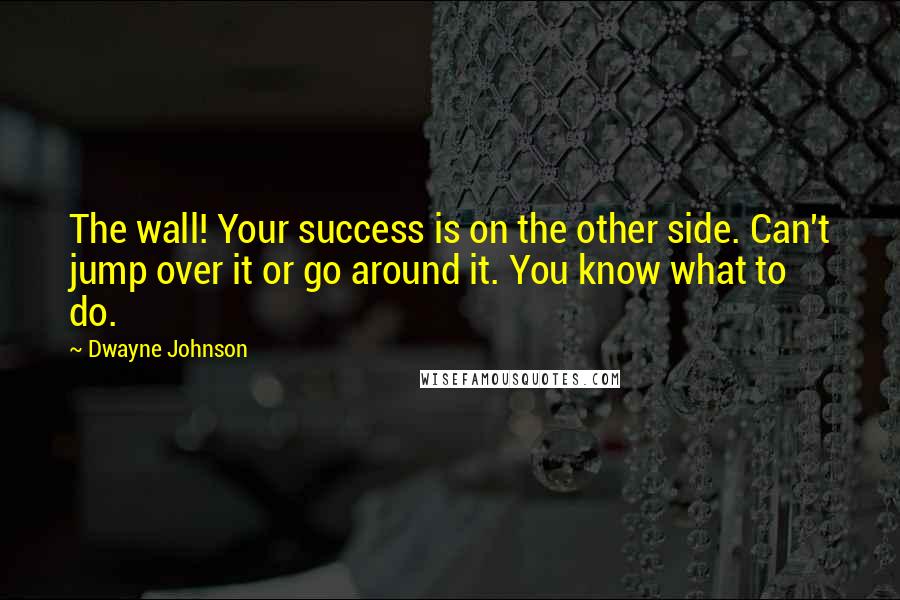 Dwayne Johnson Quotes: The wall! Your success is on the other side. Can't jump over it or go around it. You know what to do.