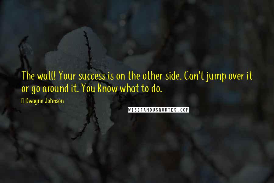 Dwayne Johnson Quotes: The wall! Your success is on the other side. Can't jump over it or go around it. You know what to do.