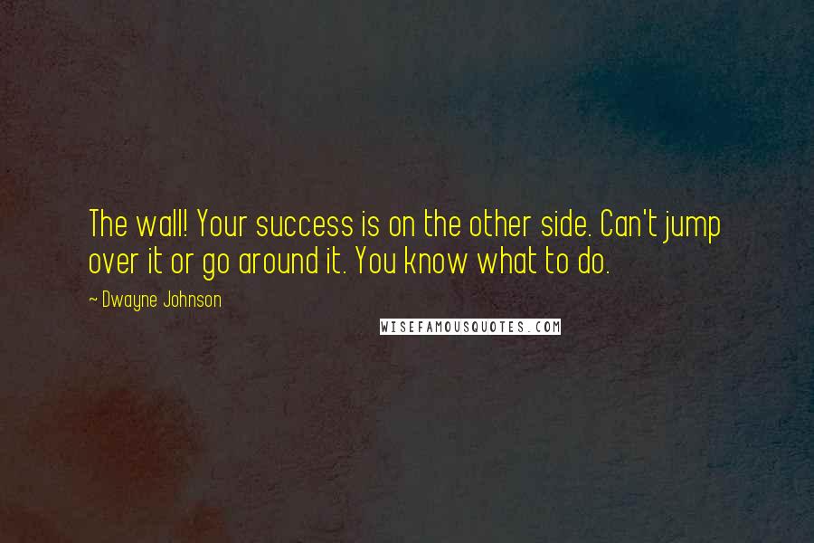 Dwayne Johnson Quotes: The wall! Your success is on the other side. Can't jump over it or go around it. You know what to do.