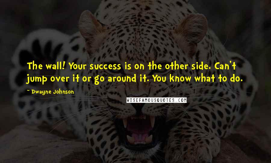 Dwayne Johnson Quotes: The wall! Your success is on the other side. Can't jump over it or go around it. You know what to do.