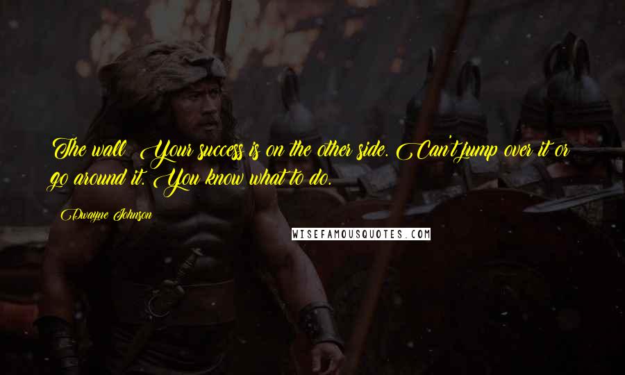 Dwayne Johnson Quotes: The wall! Your success is on the other side. Can't jump over it or go around it. You know what to do.