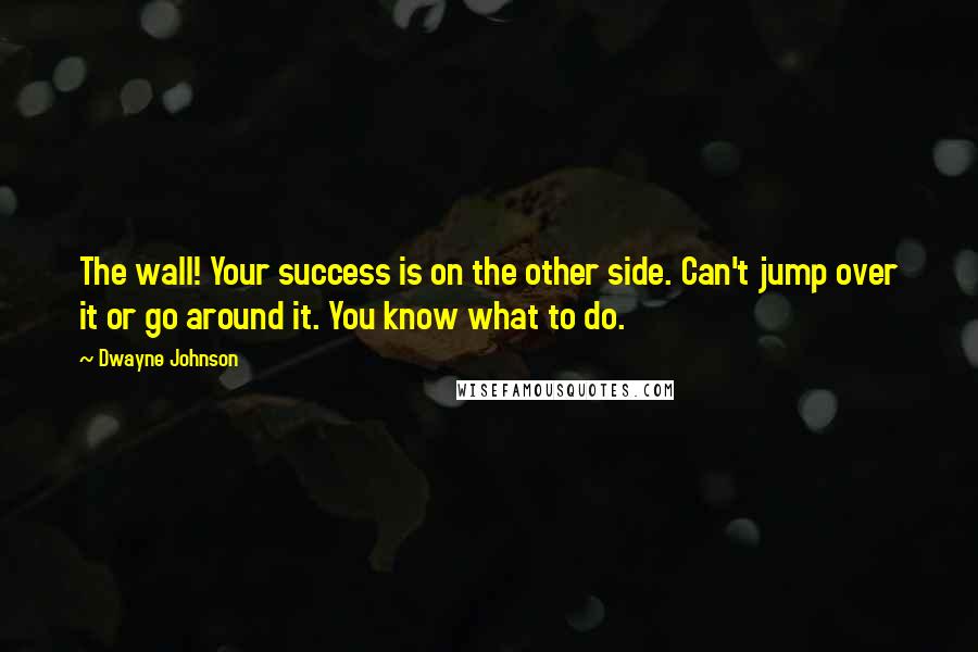 Dwayne Johnson Quotes: The wall! Your success is on the other side. Can't jump over it or go around it. You know what to do.