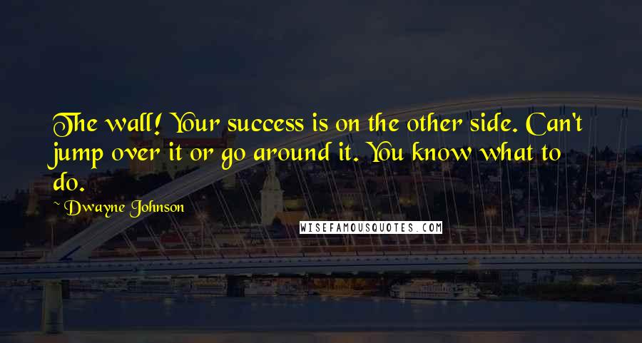 Dwayne Johnson Quotes: The wall! Your success is on the other side. Can't jump over it or go around it. You know what to do.