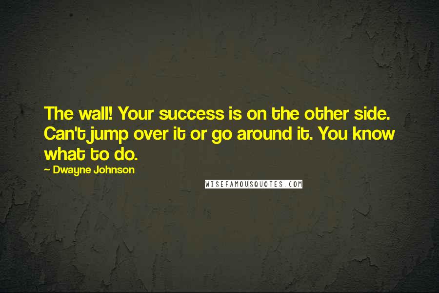 Dwayne Johnson Quotes: The wall! Your success is on the other side. Can't jump over it or go around it. You know what to do.